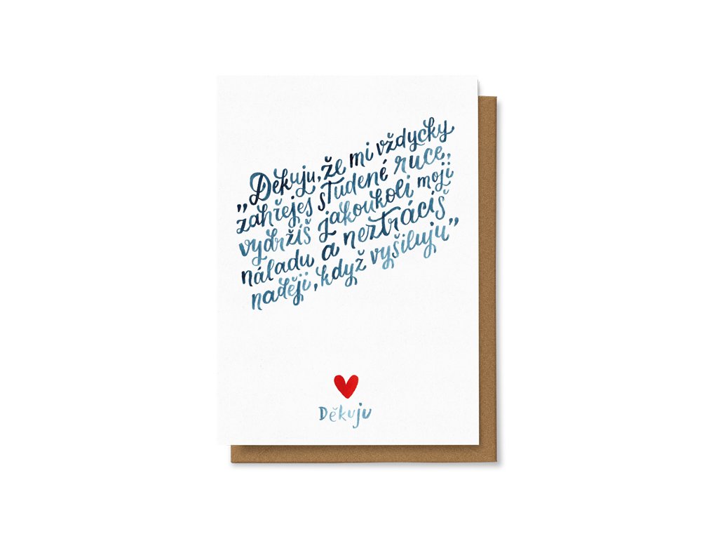 Dárková obálka – Děkuju, že mi vždycky zahřeješ studené ruce,…